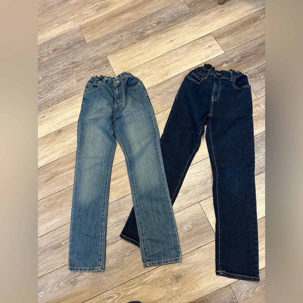 Place Adjustable Waist Dark and Light Blue Denim Jeans